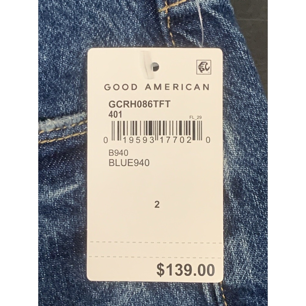 NWT Good American Good Classic Skinnyish Fit Hi Rise Women's Blue Jeans 2/26 - Picture 8 of 13